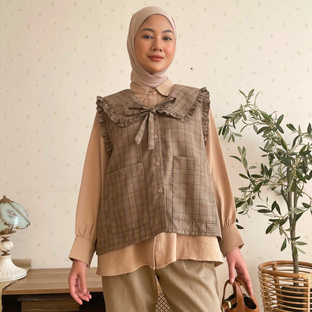 Image of Eclemix Outer Mosha | Vest Wanita Tartan Tanpa Lengan